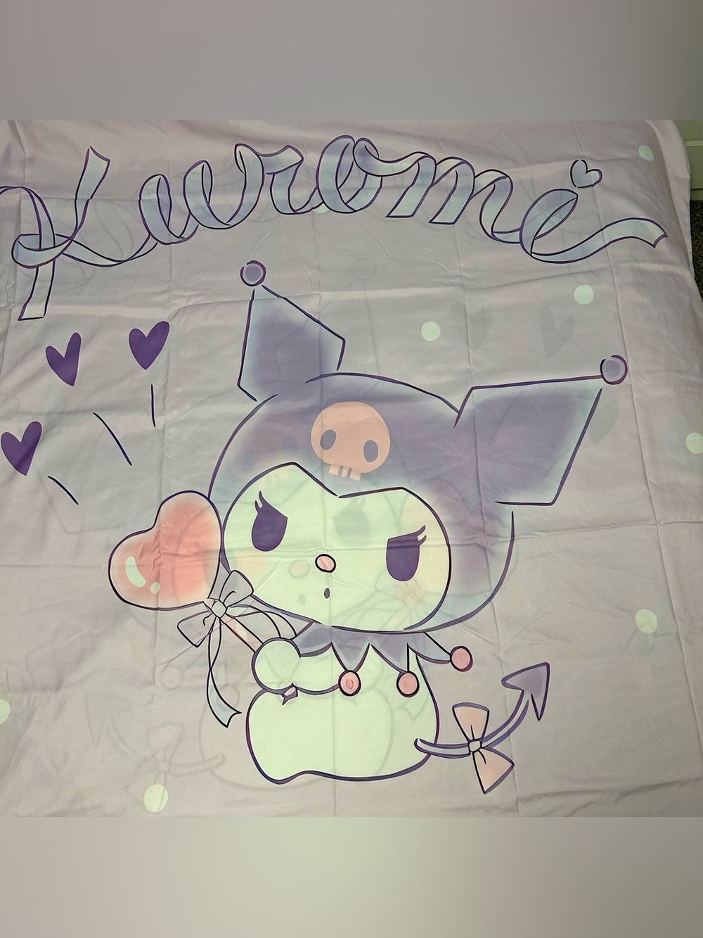 KuromiPurple and Pink Cartoon Bedding Duvet cover and pillow cases
